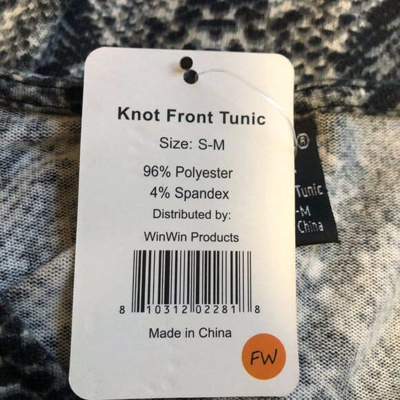 Lildy Knot Front Knot Tunic Womens Size Small Medium Snake Print Long Sleeve NEW - Picture 8 of 9